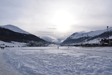 winter sky and snowy valley