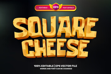Fototapeta premium square cheese cartoon adventure Bold 3D Editable text Effect Style