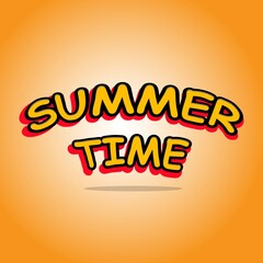 text effect says summer time with red and black orange combination, white and orange gradient background