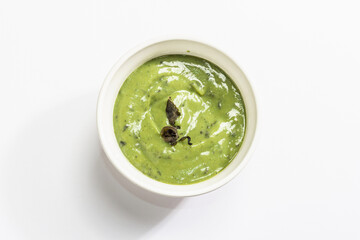 Kelp puree isolated on white background. Healthy superfood from oceanic seaweed