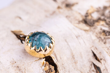 Beautiful piercing jewelry. Macro shot. Selective focus.