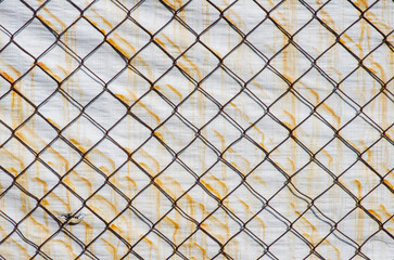 Rusty wire fences with white background