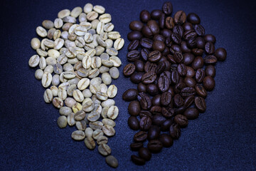 
Coffee beans form a heart pattern