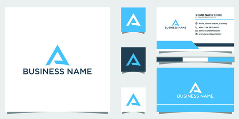 letter A logo design and business card tampla