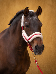 Front view of purebred Andalusian- arabian Schollmaster horse.