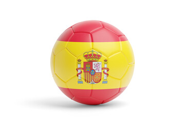 Obraz premium Soccer ball with the colors of the Spanish flag. 3d illustration.