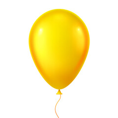 Yellow helium balloons. 3D realistic vector illustration, isolated on white background.
