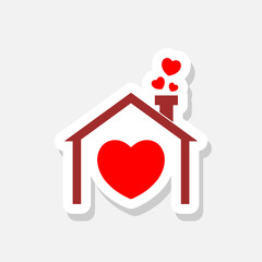 House with heart inside house sticker icon