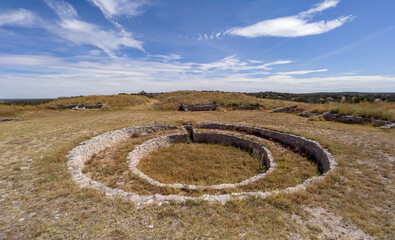 Fototapeta na wymiar Excavation of kiva at Gran Quivira, Salinas Pueblo Missions National Monument