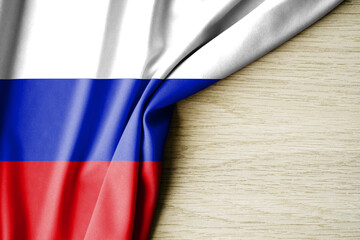 Russia flag. Fabric pattern flag of Russia. 3d illustration. with back space for text.