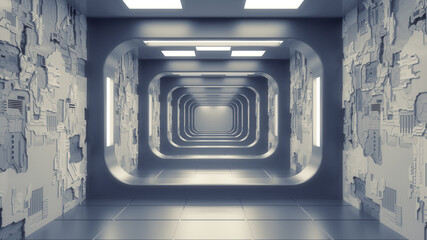 3d render. Futuristic hallway. Concept of modern architecture and interior spaceship3d render. Futuristic hallway. Concept of modern architecture and interior spaceship