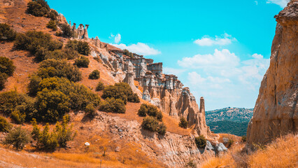 Kula Fairy Chimneys, Kula Geopark at location Manisa, Turkey. Kula Volcanic Geopark, also known as...