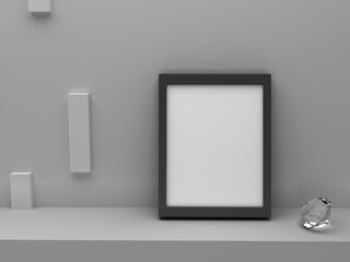 Photo frame with diamond 3d rendering Premium Photo