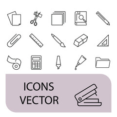 Stationery icons set . Stationery pack symbol vector elements for infographic web