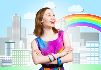 Smiling woman standing with folded arms