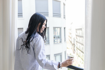 Traveling woman in a hotel