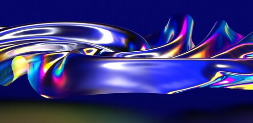 3D render abstract background. Colorful twisted shapes in motion. Computer generated digital art for poster, flyer, banner