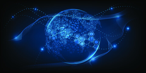 Vector illustrations of digital technology of world communications connecting people and innovations.Digital communications concepts.