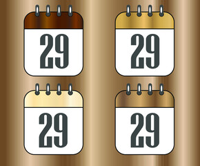 Icons day 29, wooden calendar sets for holidays and events