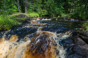 Ruskeala Falls. Wonderful natural park in northern Russia, Republic of Karelia. Not far from the town of Sortavala