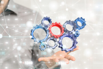 gear system data. Connecting lines and dots.Big data visualization