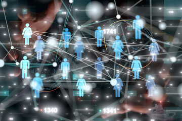 Abstract technology group and data 3d