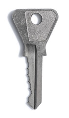 Silver key isolated on white background
