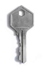 Silver key isolated on white background