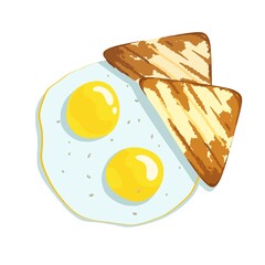 Picture of fried scrambled eggs with toasted toast. - 496669323