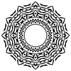 Abstract vector black and white illustration round beautiful tracery frame. Decorative vintage ethnic mandala pattern. Design element for tattoo or logo.