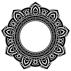 Abstract vector black and white illustration round beautiful tracery frame. Decorative vintage ethnic mandala pattern. Design element for tattoo or logo.