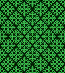Vector illustration green seamless background with lily (fleur de lis) for print fabric or  poster