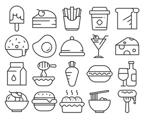 food and dessert icons set