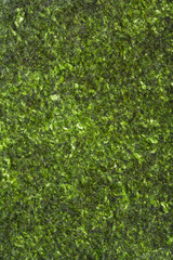 Close-up of nori leaf texture for background, top view. Appetizer made from kelp.