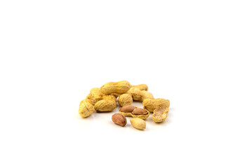 pile of peanuts on white background