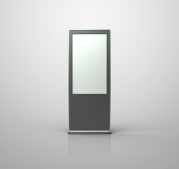 3D rendering mockup illustrations for kiosks, digital bunting and digital signage ads.
