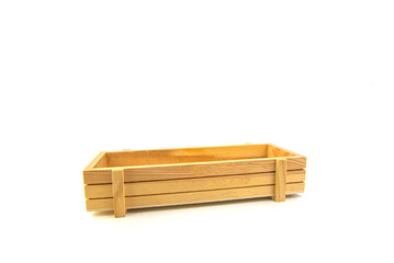 empty wooden tray on white background