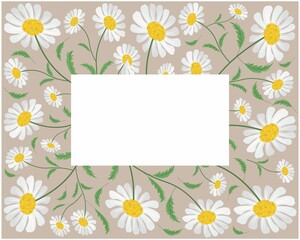Symbol of Love, Frame of Bright and Beautiful White Daisy or Gerbera Flowers.

