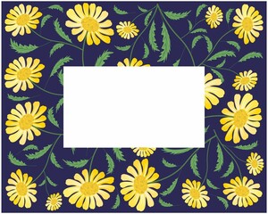 Symbol of Love, Frame of Bright and Beautiful Yellow Daisy or Gerbera Flowers.
