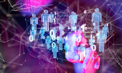 Abstract technology group and data 3d