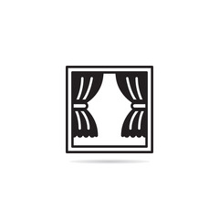 curtain and window icons set