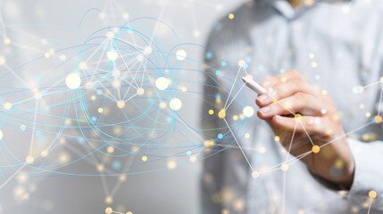 Global network. Blockchain. 3D illustration. Neural networks and artificial intelligence. Abstract