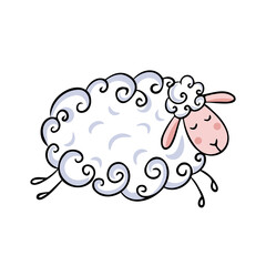 Cute doodle vector sheep for kids design. Hand drawn vector illustration.