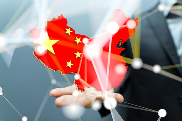 Business map of Asia modern design with polygonal shapes