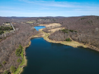 Fototapeta na wymiar Aerial View over the lake 