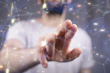 Global world network and telecommunication on earth cryptocurrency and blockchain and IoT