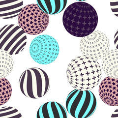 Retro 3d illustration of abstract balls, great design for any purpose. Modern poster for cover design. Vector seamless technology background. Background wall design.