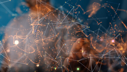 Neural network concept. Connected cells with links.