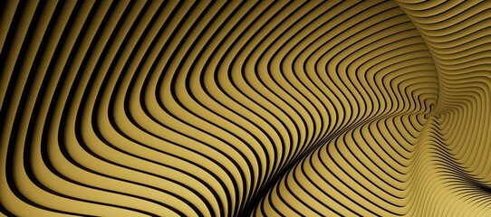 Gold Polygon Background 3D Rendering.