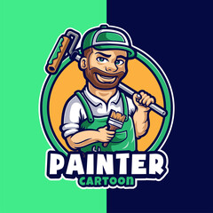 Painter Mascot Character Logo Template